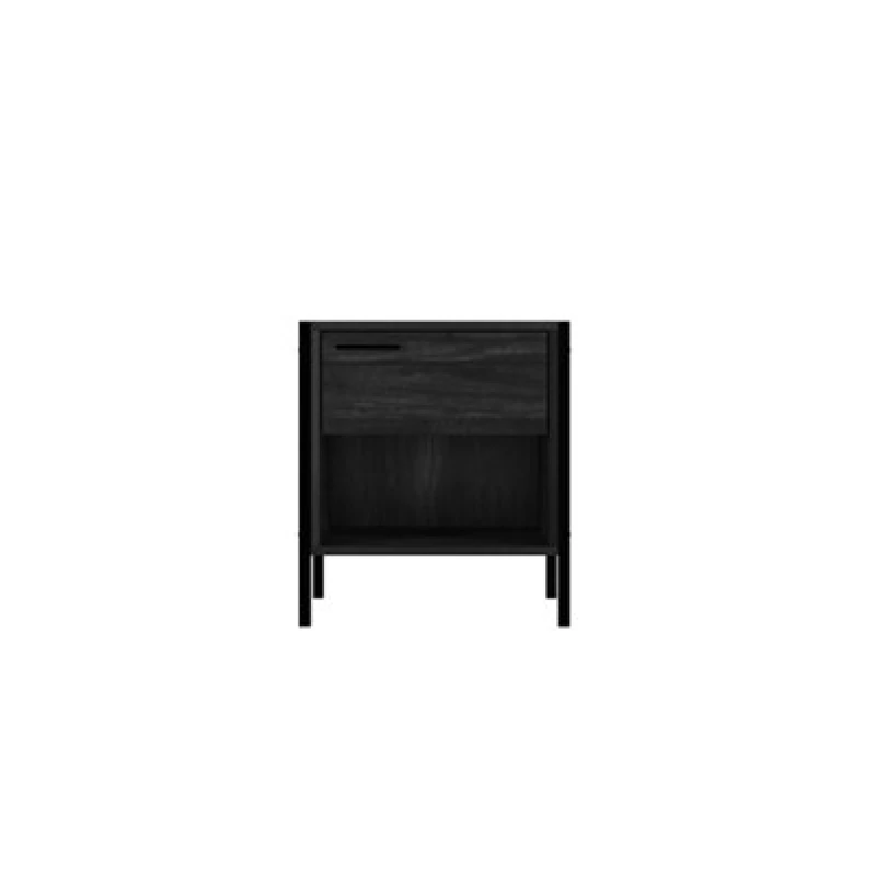 Image of LPD Hoxton Black Wood Effect 1 Drawer Bedside Table