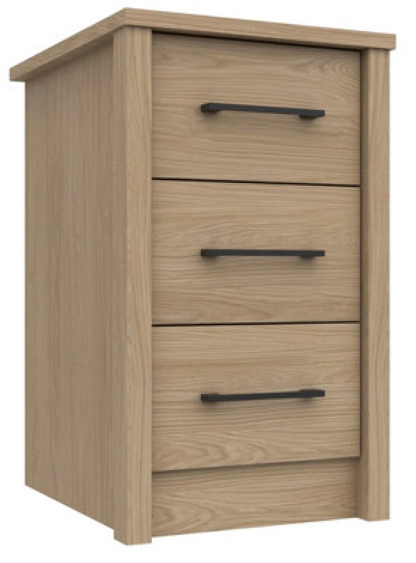 Image of Ashbourne 3 Drawer Bedside Chest - Natural Oak On Express Delivery And Ready Assembled
