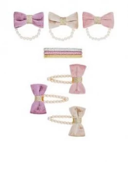 Image of Monsoon Girls Pearl Velvet Bow Hair Set - Multi
