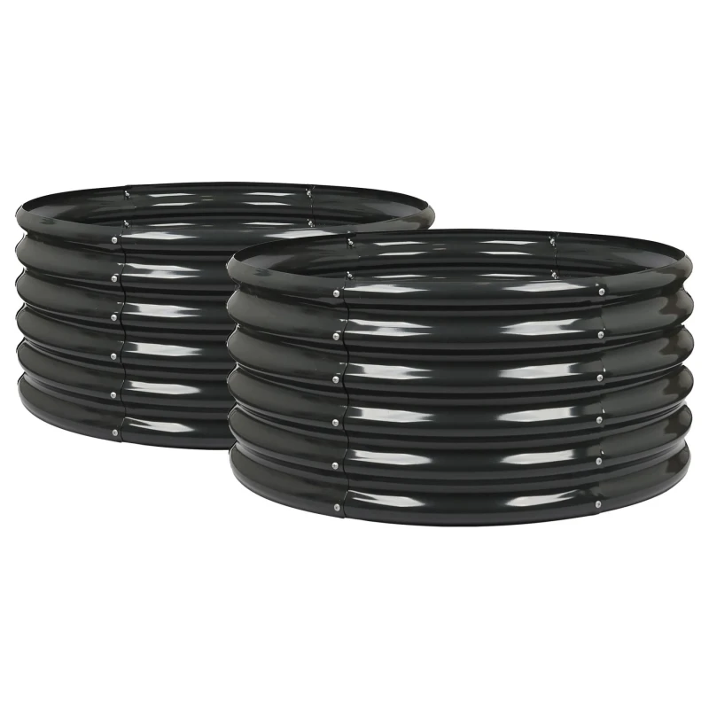 Image of Harbour Housewares Round Raised Garden Beds - 90cm x 45cm - Pack of 2 in Black Size: 90cm x 45cm Black Unisex 90cm x 45 cm