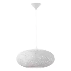 Image of Pendant Ceiling Light Colour White Shade White Paper Threads Bulb E27 1x60W