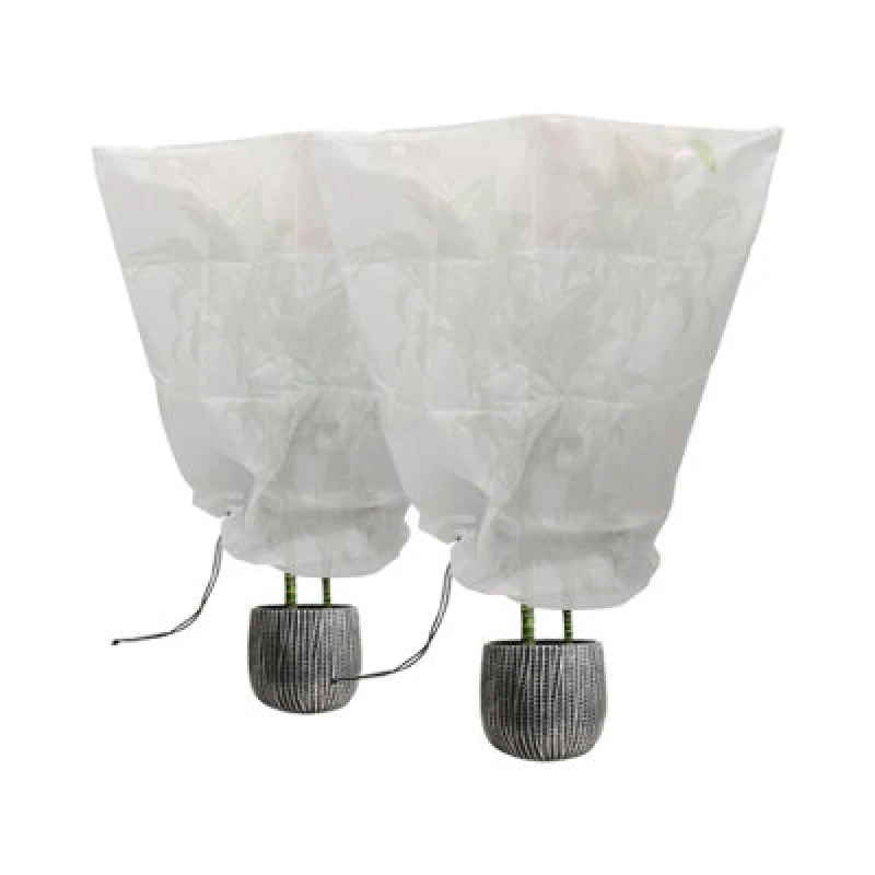 Image of Harbour Housewares Plant Fleece Frost Protection Covers With Drawstring - 80Cm X 100Cm - Pack Of 2