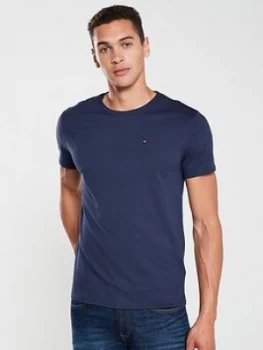 Image of Tommy Jeans Original Flag Logo T-Shirt - Navy