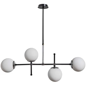 Image of 4 Way Ceiling Light Bar + Glass Globe Shades - No Bulbs
