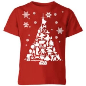 Image of Star Wars Character Christmas Tree Kids Christmas T-Shirt - Red - 9-10 Years