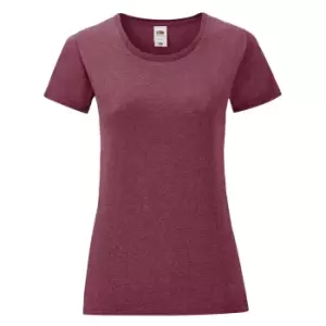 Image of Fruit Of The Loom Womens/Ladies Iconic T-Shirt (S) (Heather Burgundy)