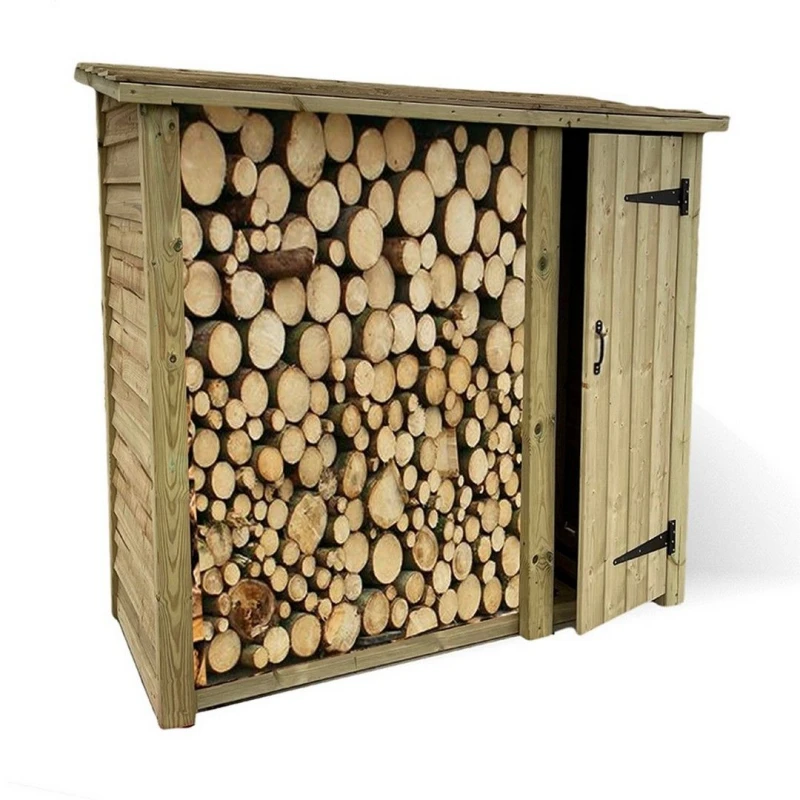 Image of Churnet Valley Garden Furniture Ltd Heavy Duty Logstore with Tool Shed Kindling - Min. Assembly Required in Brown Brown Unisex