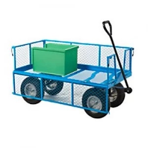 Image of GPC Platform Truck with Puncture Proof Reach Compliant Wheels and Mesh Side and Base Blue Capacity: 400L 4 Castors 600mm x 370mm x 1200mm
