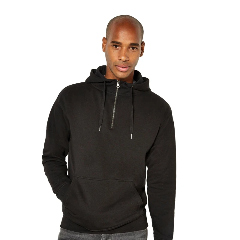 Image of Kustom Kit Mens Quarter Zip Hoodie in Black Size: Small Black Male S