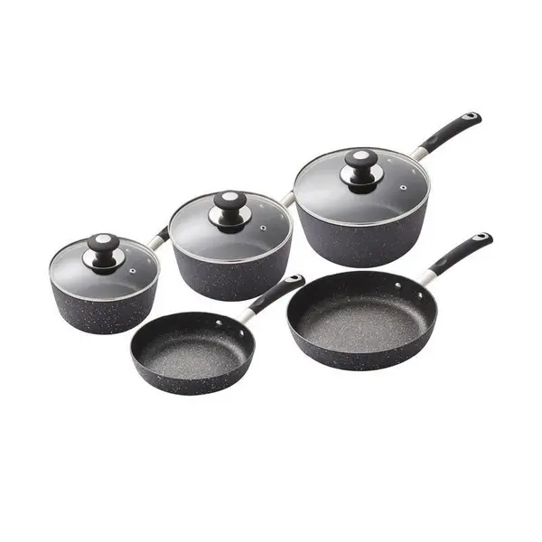 Image of Tower Precision 5 Piece Non-Stick Pan Set Black