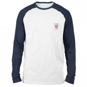 Image of Transformers Autobots Embroidered Unisex Long Sleeved Raglan T-Shirt - White/Navy - M