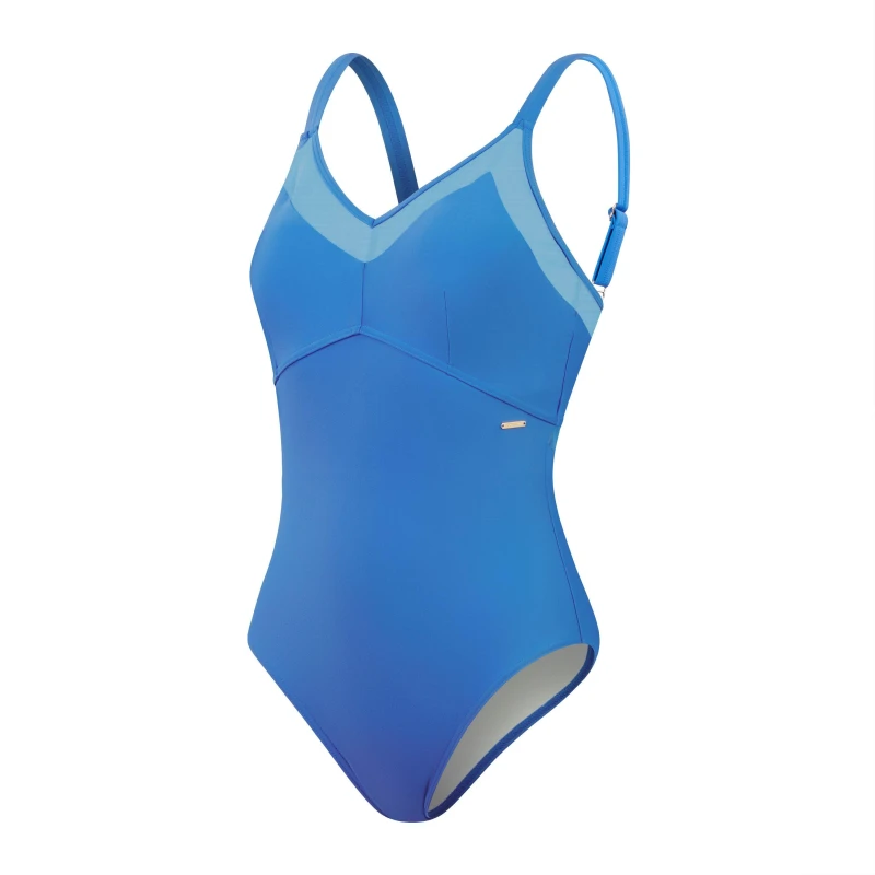 Image of Speedo Shaping Mesh Detail Swimsuit - Blue Blue 8