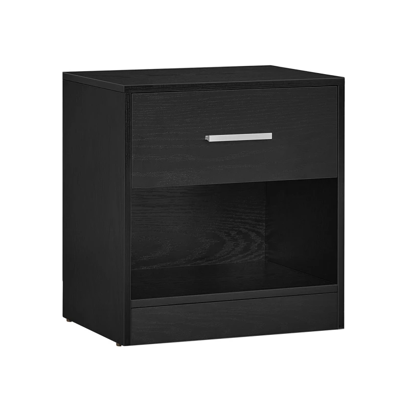 Image of Songmics Vasagle Set Of 2 End Tables, Nightstands, With Drawer, Handle, And Open Storage, For Bedroom Or Living Room, Classic Black