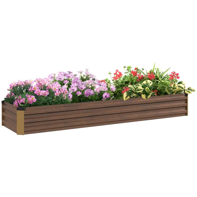 Image of Outsunny Outsunny Galvanised Raised Bed for Garden, Outdoor Elevated Planter Box - Dark brown