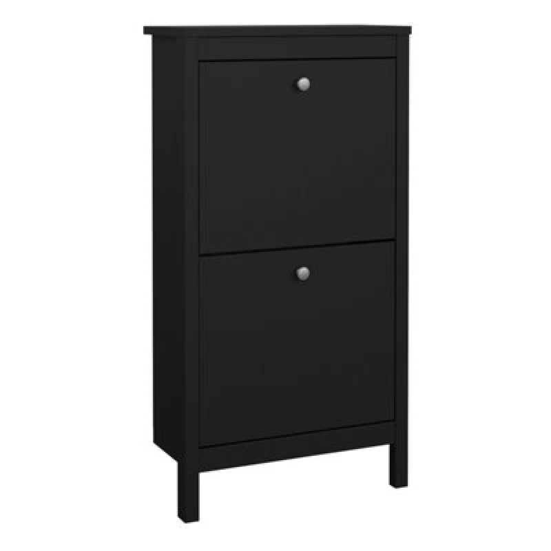 Image of Furniture To Go Madrid Shoe Cabinet 2 Flip Down Doors Black