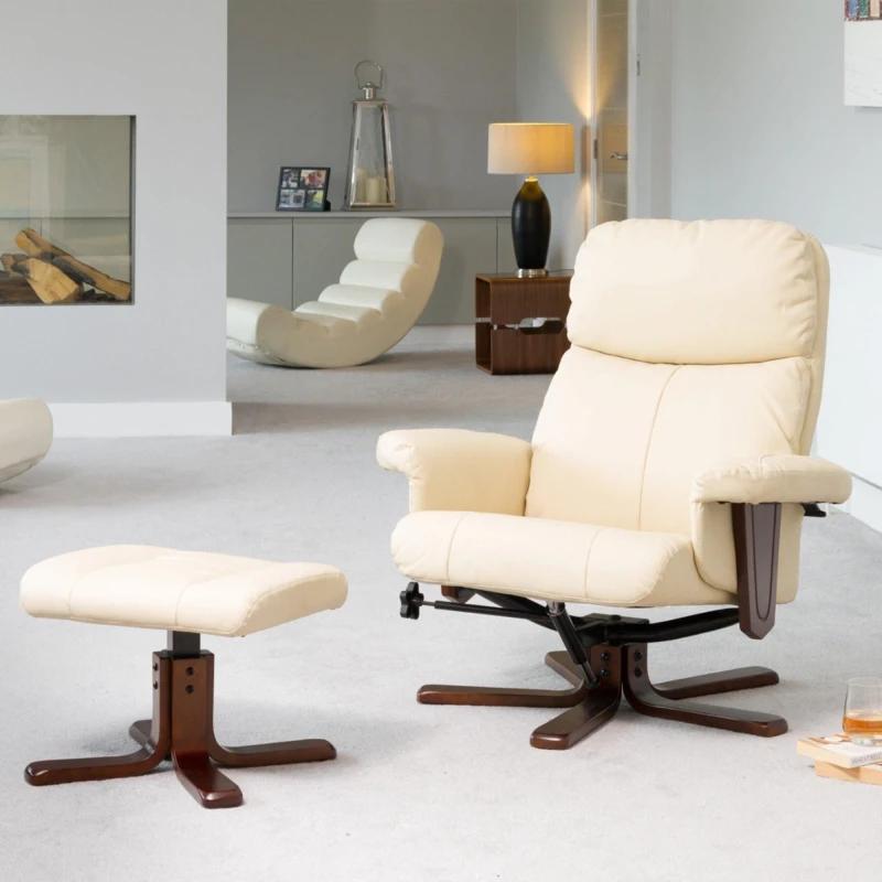 Image of Artemis Home Woodacre Swivel Recliner in Cream Cream Unisex