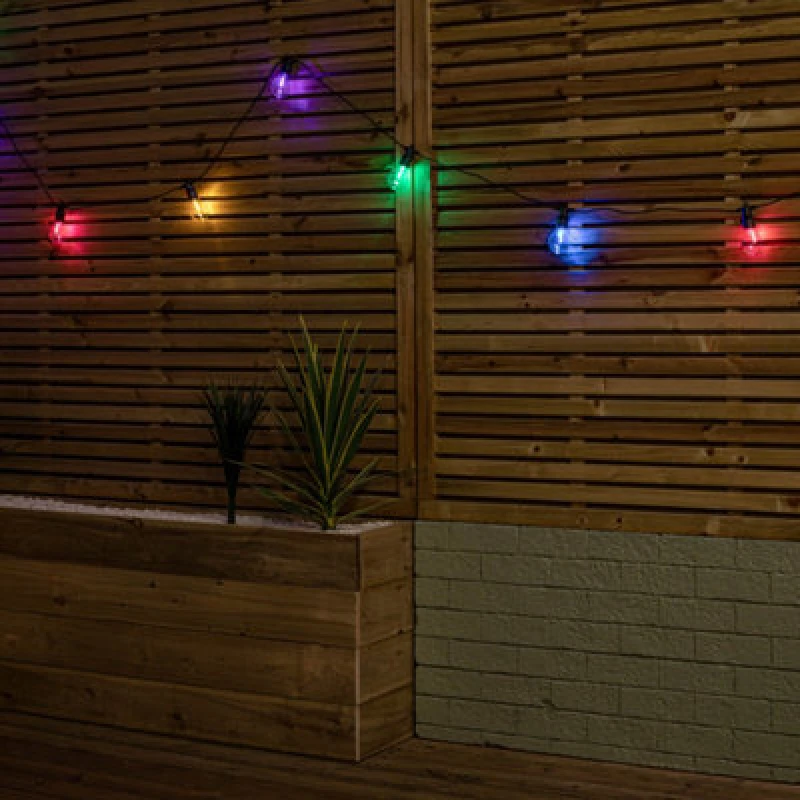 Image of Set of 20 Indoor Outdoor Connectable Festoon Lights with Multi-Coloured LEDs