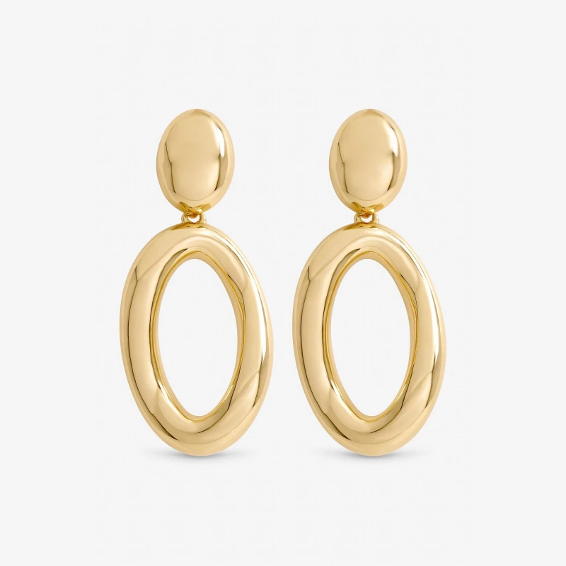 Image of Mood Gold Plated Polished Open Drop Earrings Gold female One Size
