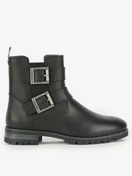 Image of Barbour Marina Buckle Leather Ankle Boot - Black, Size 4, Women