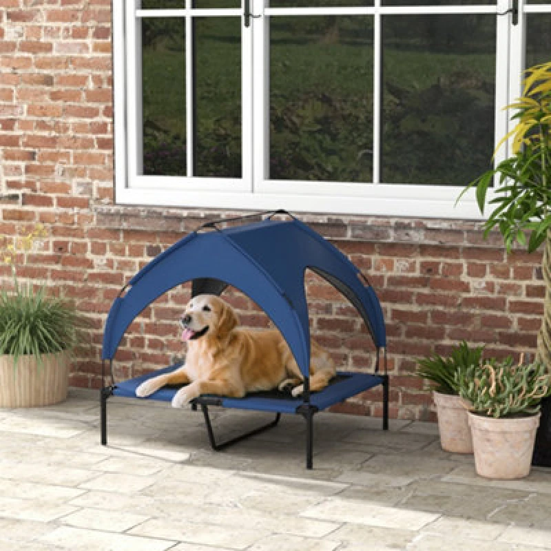 Image of PawHut Pawhut - Cooling Raised Dog Bed w/ Breathable Mesh, for m, l Dogs Blue 5056725506957