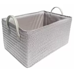 Image of Topfurnishing - Neon Bright Colours Toys Baby Nursery Organiser Cupboard Storage Basket + Handle Hamper basket [Light Grey,Extra Large 41.5x26x25cm]