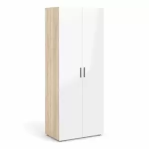 Image of Pepe Wardrobe With 2 Doors In Oak Effect With White High Gloss