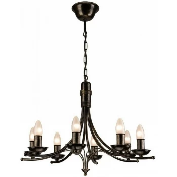 Image of Lamkur Lighting - Luca Traditional Chandeliers Black, 8x E14