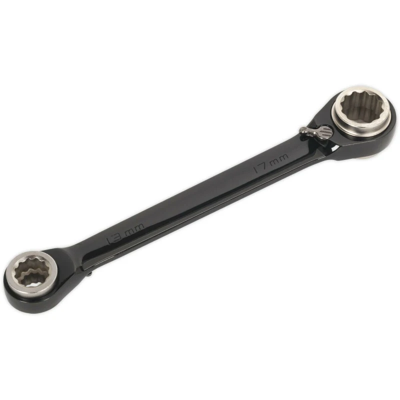 Image of Loops PREMIUM 4-in-1 Double Ended Reversible Ratchet Ring Spanner -Steel Metric Wrench Metallics