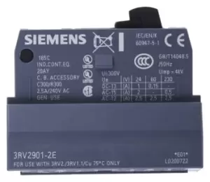 Image of Siemens Sirius Innovation Auxiliary Contact - 1NC + 1NO, 2 Contact, Plug In, 1 A dc, 2.5 A ac