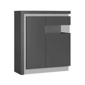 Image of Lyon 2 door designer cabinet (RH) in Platinum/Light Grey Gloss - Platinum/light grey gloss