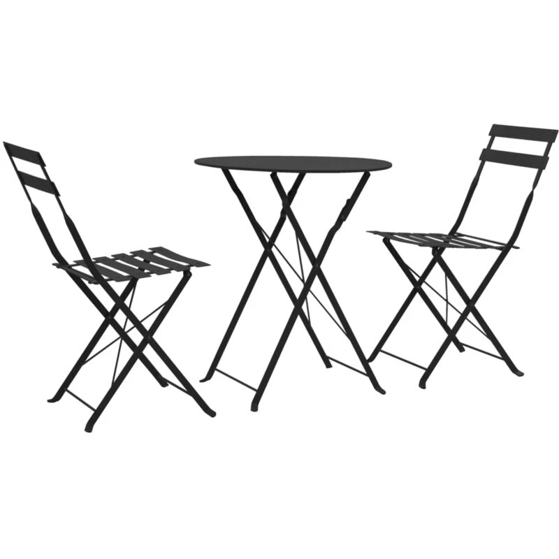 Image of VIDAXL 3 Piece Bistro Set Steel Black Vidaxl 8718475621539