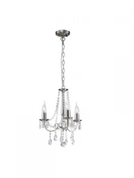 Image of Ceiling Pendant Chandelier 3 Light Satin Nickel, Crystal
