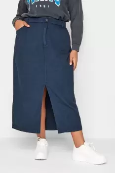 Image of Acid Wash Midaxi Denim Skirt