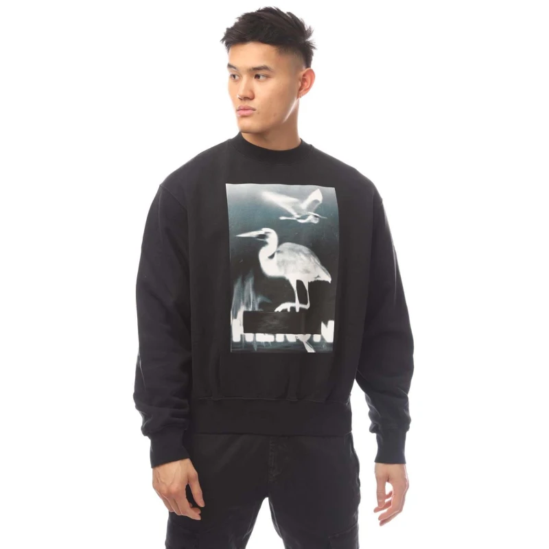 Image of Heron Preston Censored Heron Logo Black Sweatshirt Black male