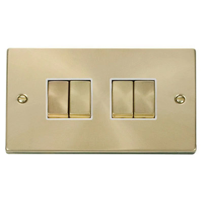 Image of SE Home Satin / Brushed Brass 10A 4 Gang 2 Way Ingot Light Switch Gold unisex
