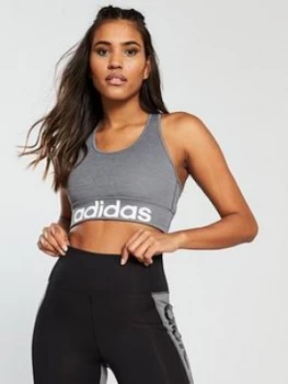 Image of adidas D2M Logo Bra - Grey, Black, Size 2Xs, Women