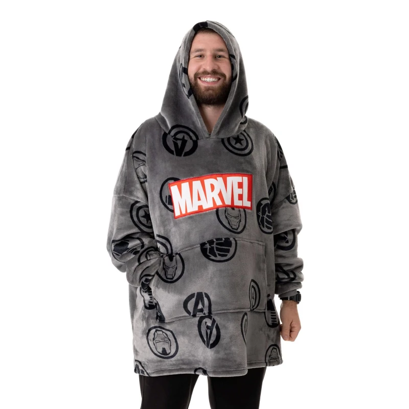 Image of Marvel Marvel Men Blanket Hoodie in Grey Grey One Size Male 5063203039210