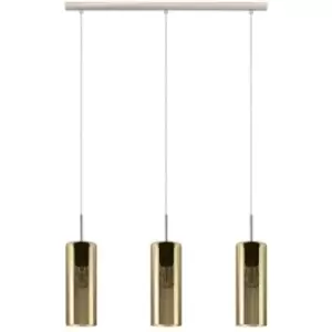 Image of Netlighting Selvino 3 Lamp Straight Bar Pendant Ceiling Light Satin Nickel - EG9