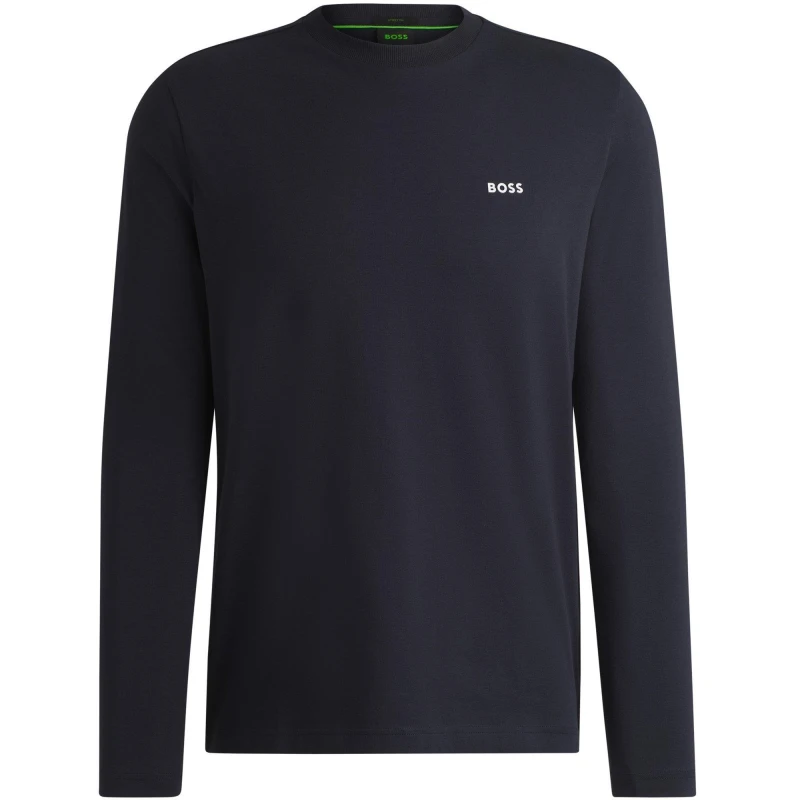 Image of Boss Mens HBG Long T-Shirt with Iconic Logo Dark Blue 402 male 2XL