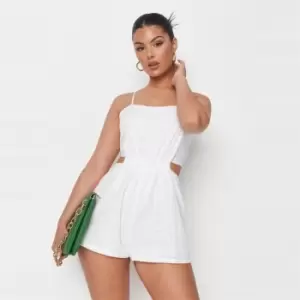 Image of Missguided Tie Back Playsuit - White