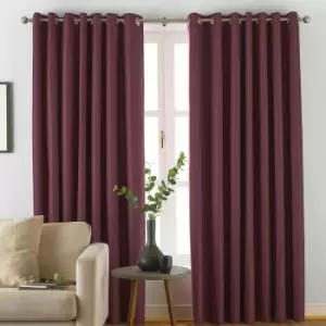 Image of Moon Plain Thermal Blackout Eyelet Lined Curtains, Red, 66 x 54" - Furn