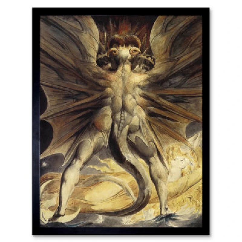 Image of Artery8 William Blake Red Dragon Woman Clothed Sun 1805 Old Framed Wall Art Print