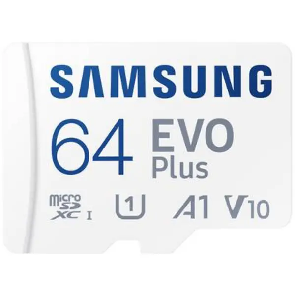 Image of Samsung EVO Plus microSD card Retail 64GB UHS-I, v30 Video Speed Class, A2 Application Performance Class incl. SD adapter MB-MC64SA/EU