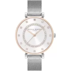 Image of Ladies Olivia Burton Belgrave White and Two Tone Mesh Watch