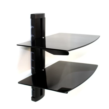 Image of Tempered Black Glass Floating Shelf 2 Tier M&W