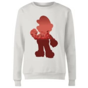 Image of Nintendo Super Mario Mario Silhouette Womens Sweatshirt - White - M