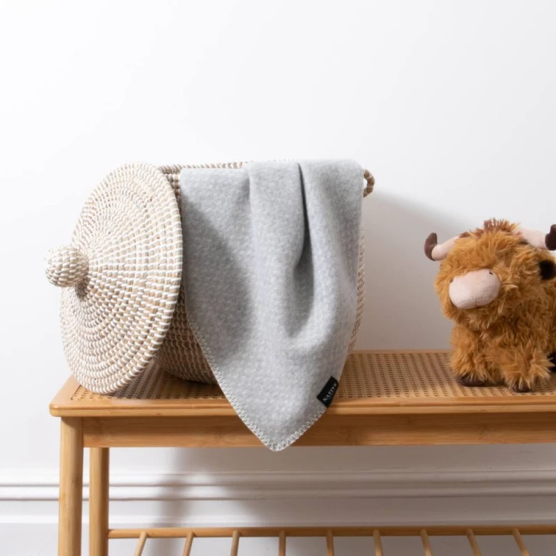 Image of Native Natural Hoop Pattern Baby Grey Wool Blanket Size: Small Grey Unisex Small