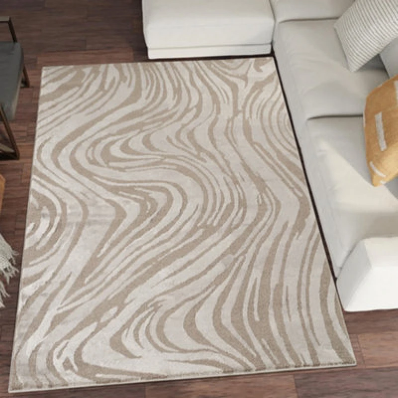 Image of Hamilton Modern Metallic Sheen Area Rug - Marble Inspired Design Mocha 80Cm X 150Cm