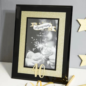 Image of 4" x 6" - Signography Gold Glitter Glass Frame - 40