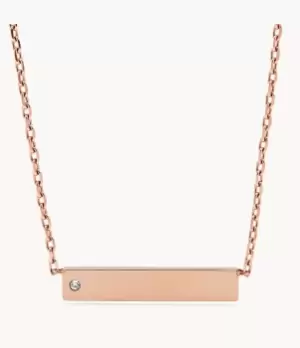 Image of Fossil Women Bar Rose Gold-Tone Stainless Steel Necklace